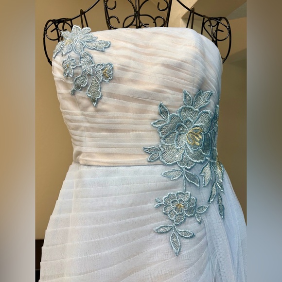 BCBG Pastel Blue Strapless Layered Tulle Dress - Picture 2 of 5